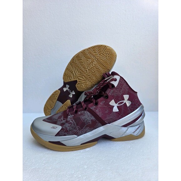 New Under Armour Curry 2 Retro UA Domaine Red Silver Gum 3026052-601 Men SZ 10.5 main image 9